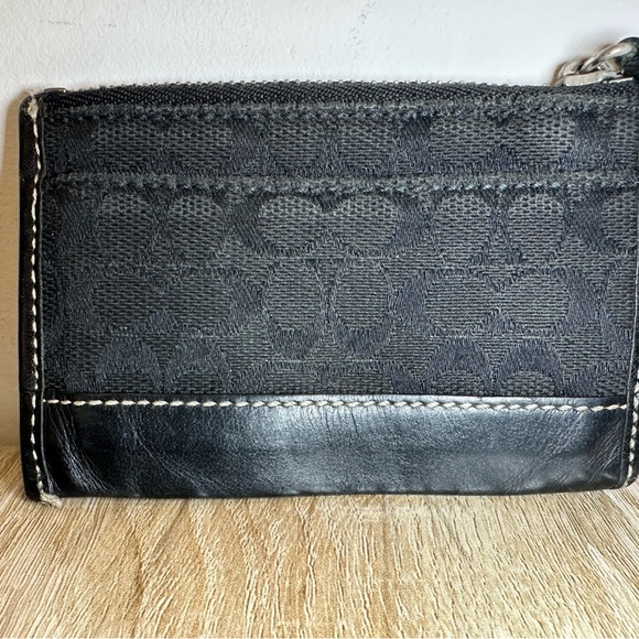 Coach Black Signature Canvas & Leather Small Zip Wallet - Picture 3 of 5